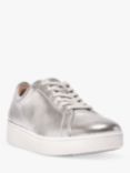 FitFlop Rally Lace Up Leather Trainers, Silver