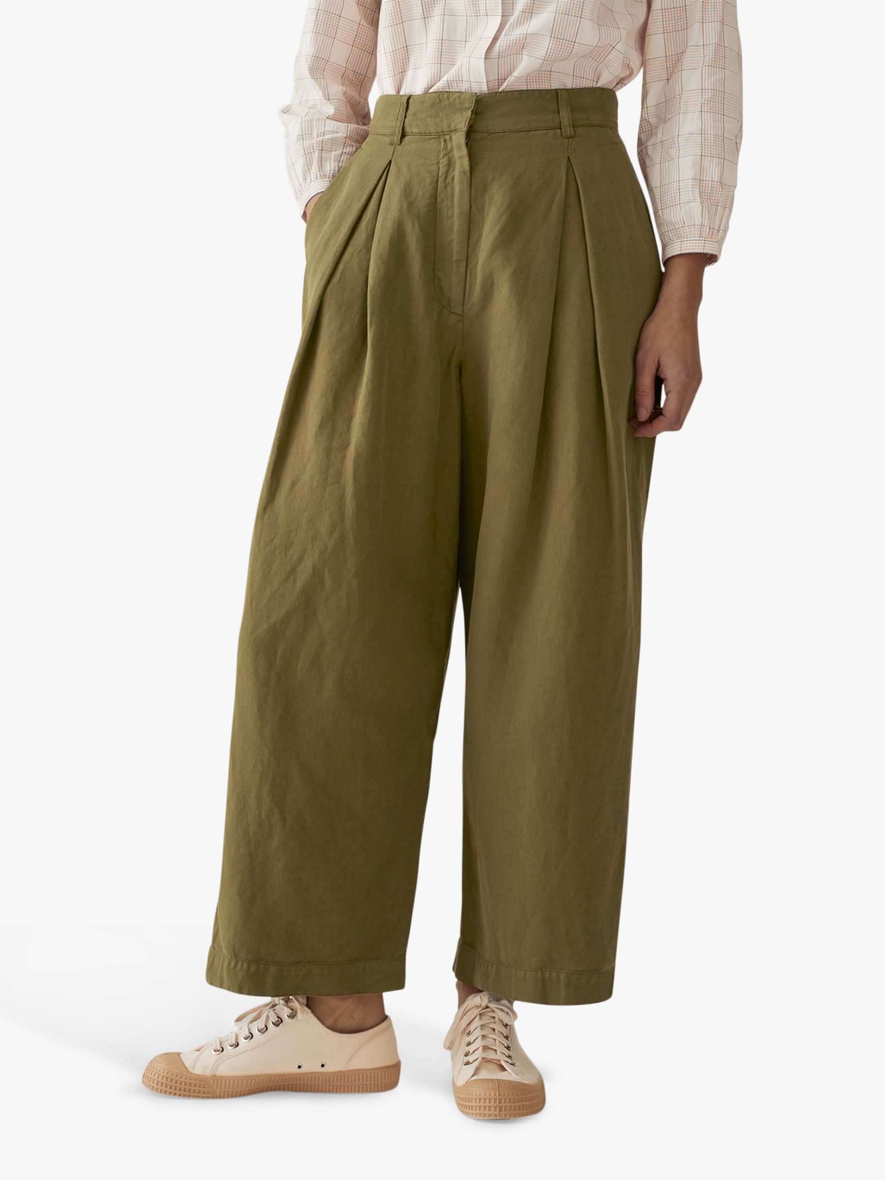 Toast Jude Cotton Linen Trousers, Olive