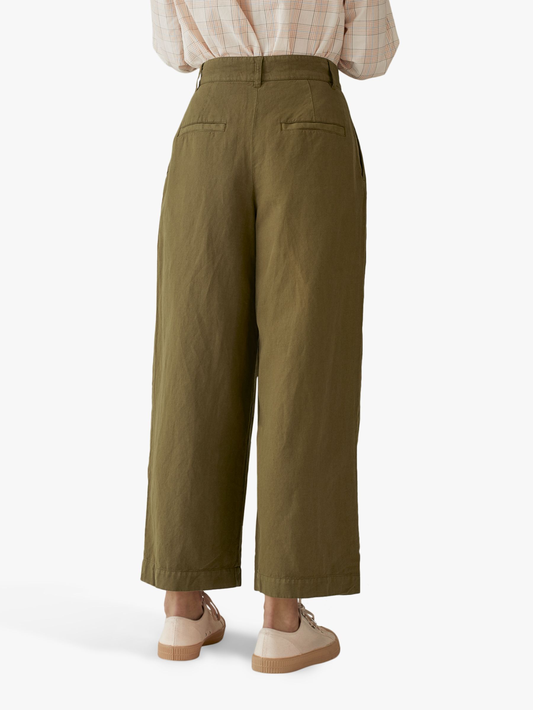 Toast Jude Cotton Linen Trousers, Olive at John Lewis & Partners