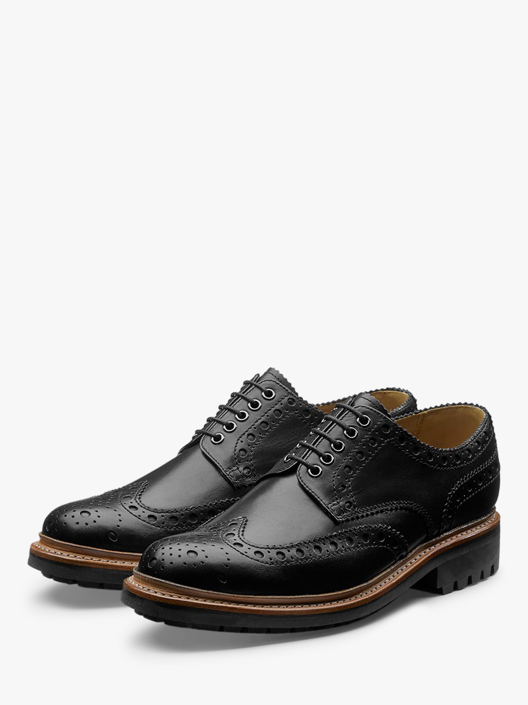 Grenson Archie Leather Gibson Brogues, Black