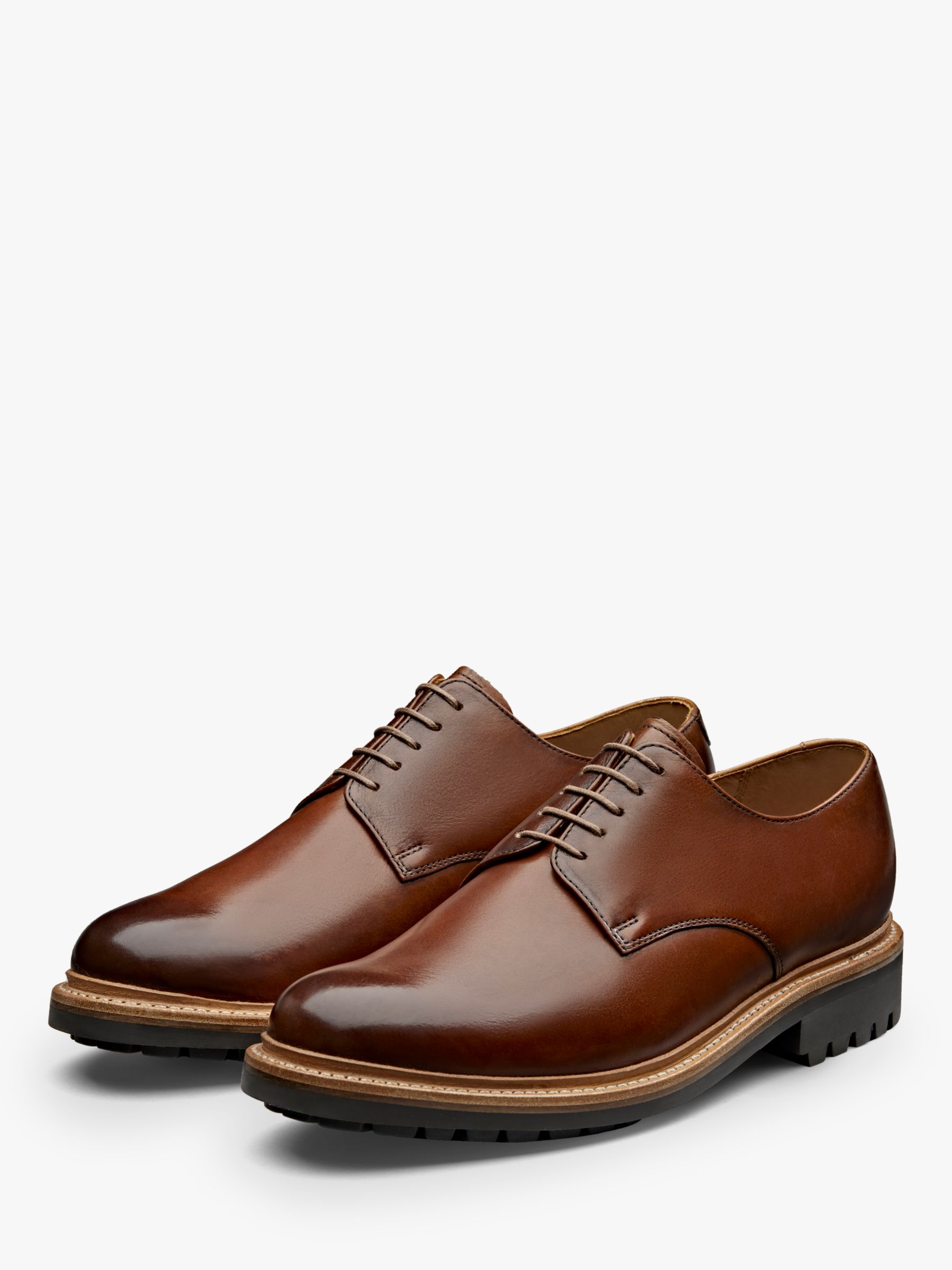 Grenson Curt Leather Derby Shoes, Tan