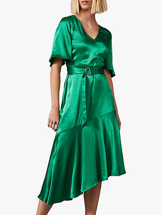 Phase Eight Vivola Asymmetric Satin Dress, Emerald