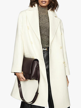 Reiss Alba Double-Breasted Coat, White
