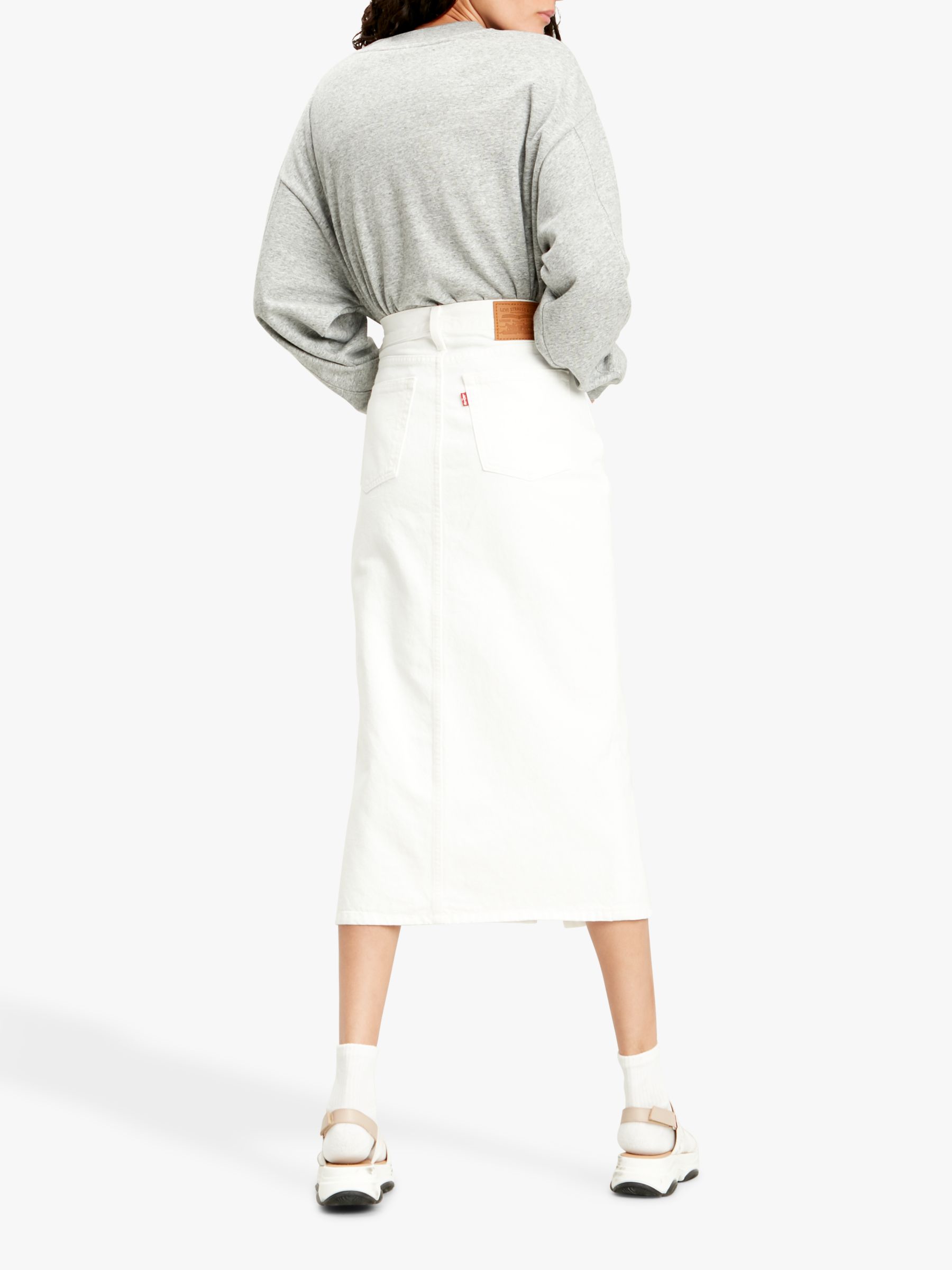 Levi's Button Front Midi Skirt, White Cell