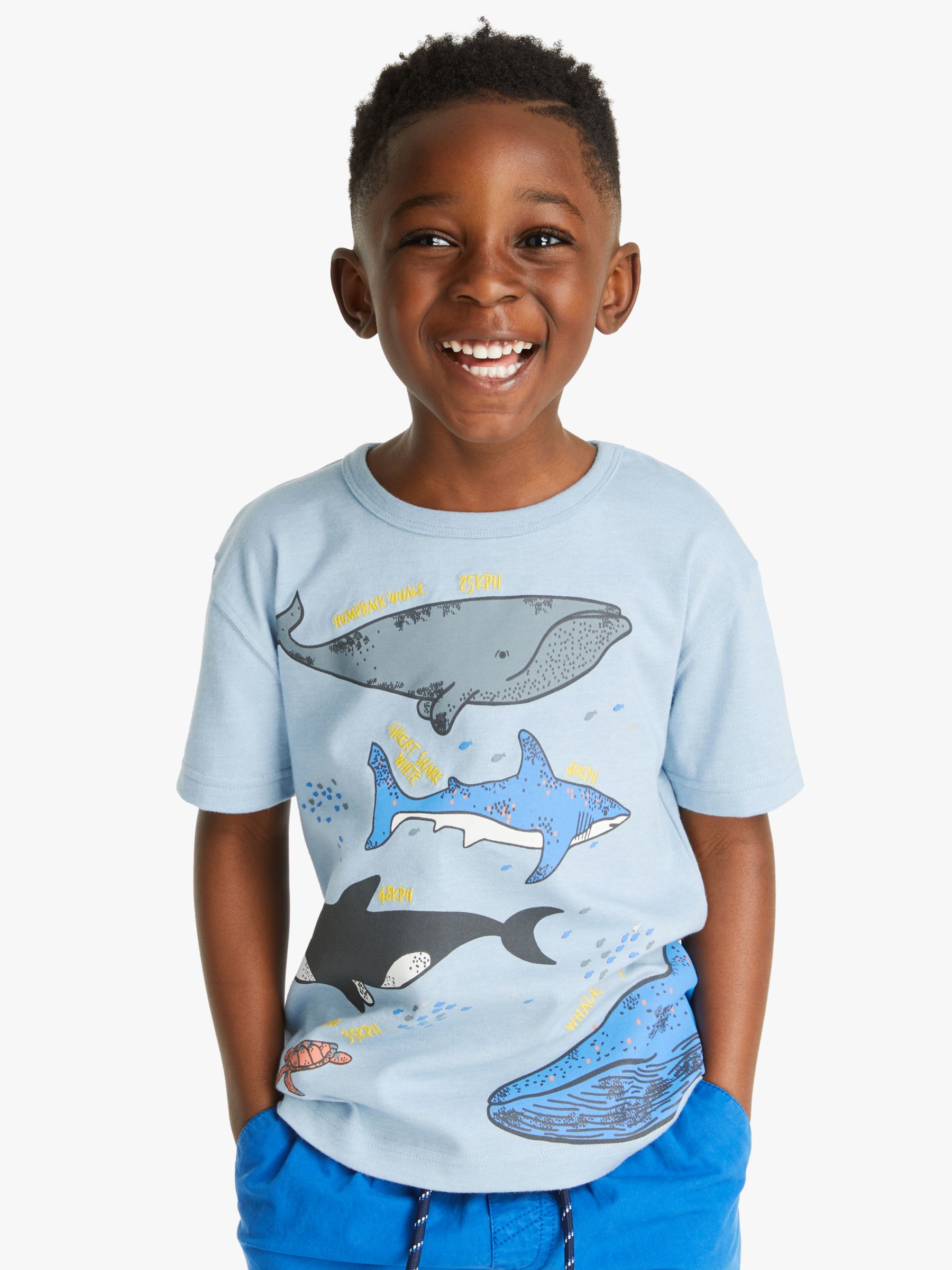 John Lewis & Partners Boys' Sea Creature T-Shirt, Blue