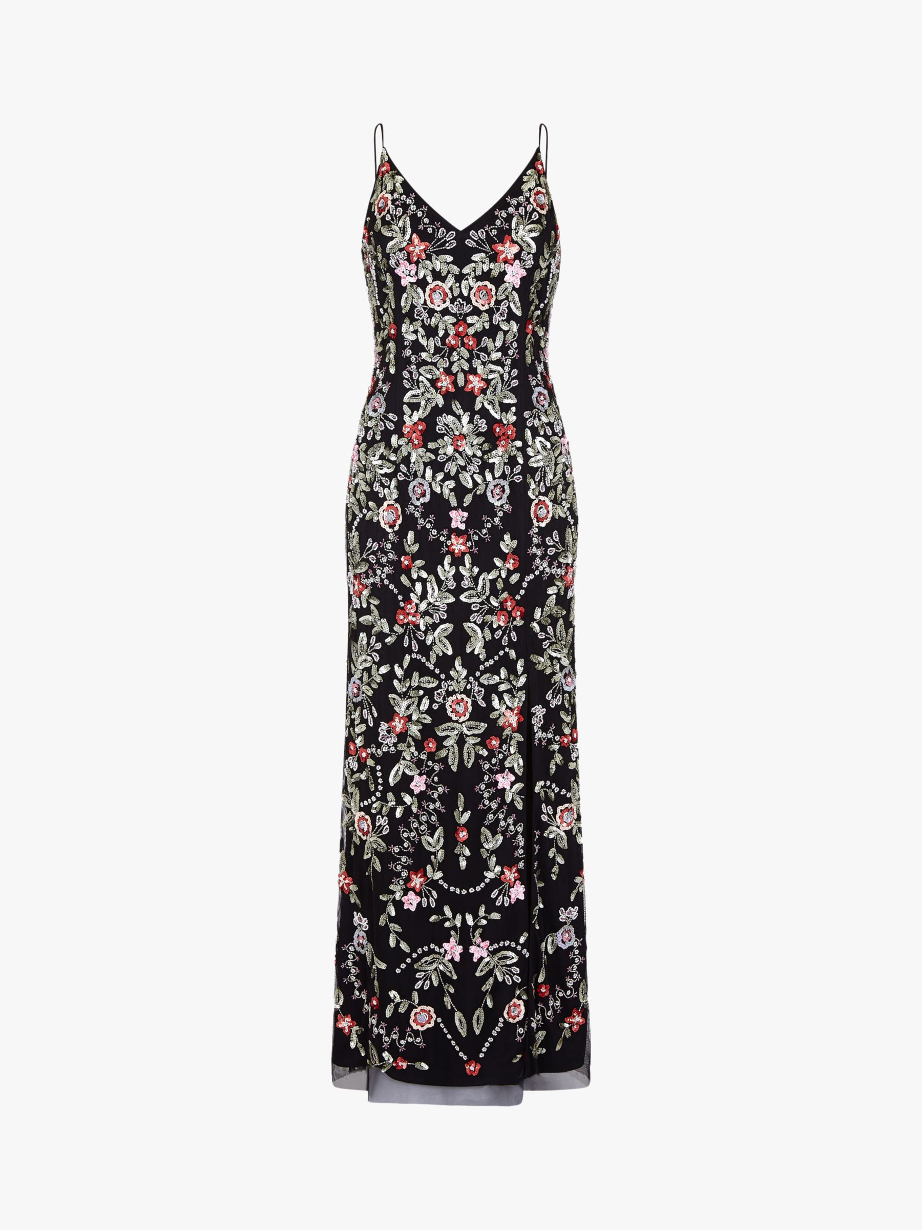 Adrianna Papell Beaded Floral Dress, Black