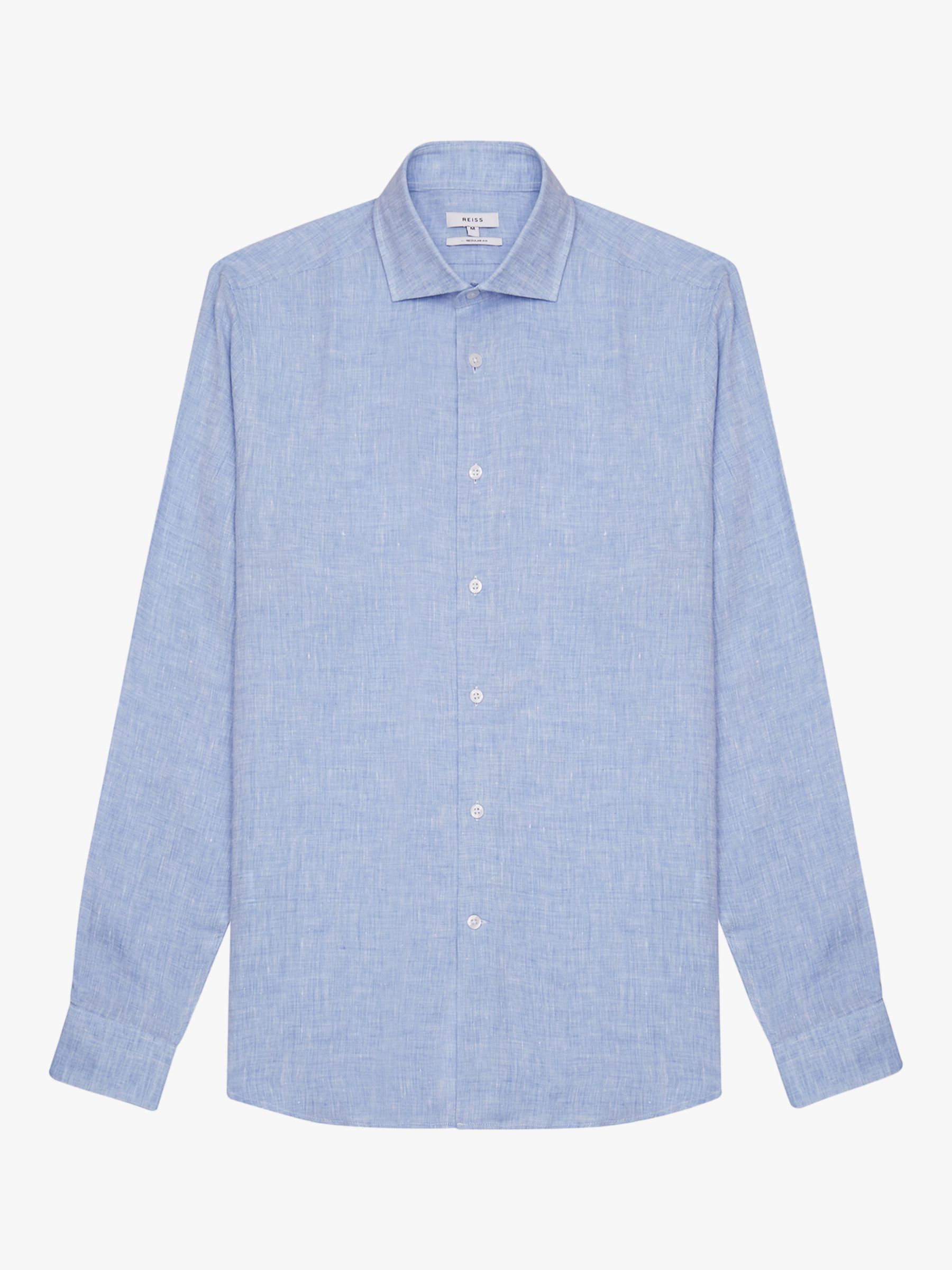 Reiss Ruban Linen Regular Fit Shirt, Soft Blue at John Lewis & Partners