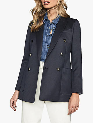 Reiss Astrid Double Breasted Smart Blazer, Navy