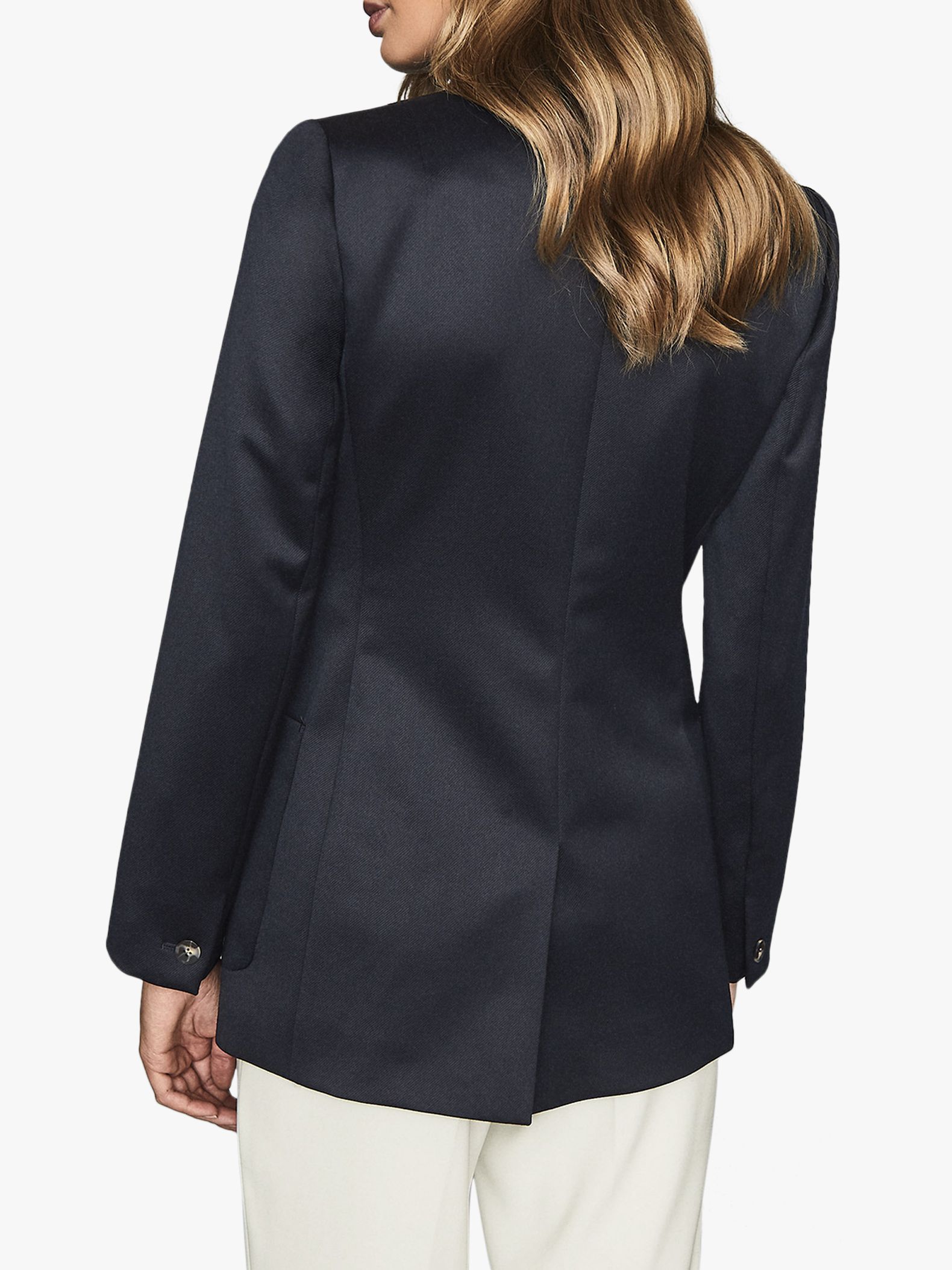 Reiss Astrid Double Breasted Smart Blazer, Navy