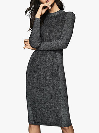 Reiss Juno Knitted Midi Bodycon Dress, Grey