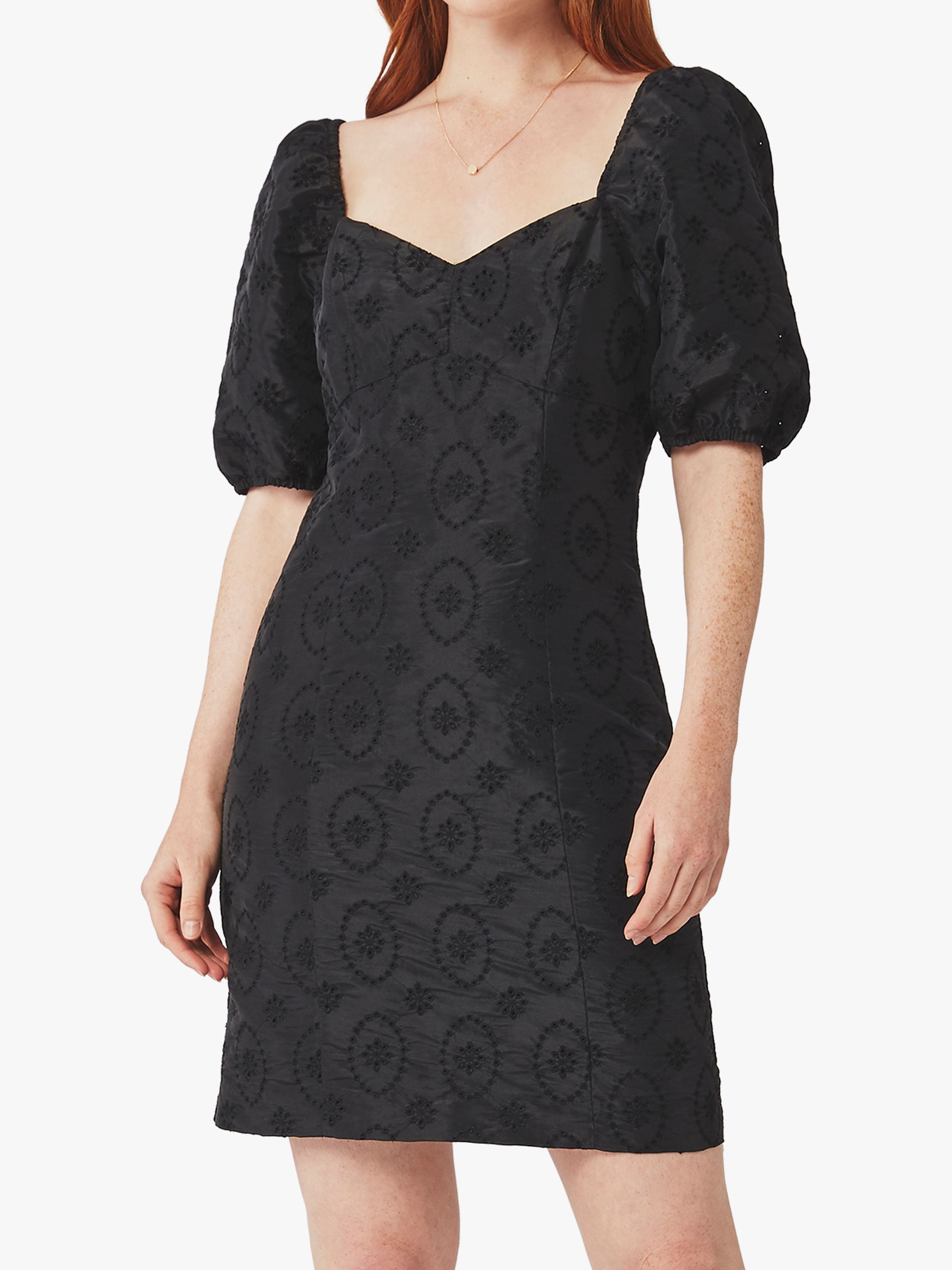 Ghost Saskia Embroidered Mini Dress, Black