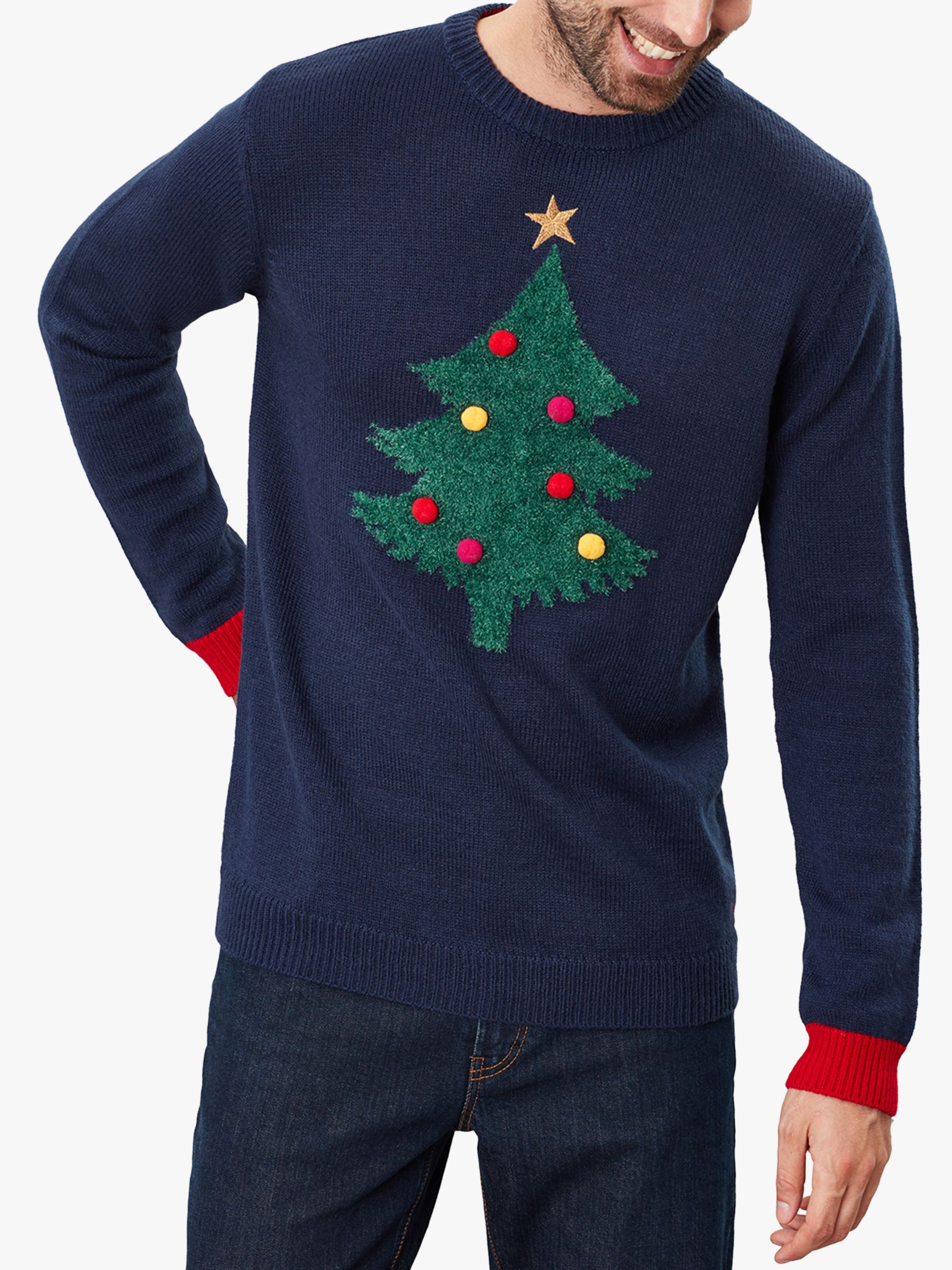 Joules Cracking Christmas Tree Jumper, Navy