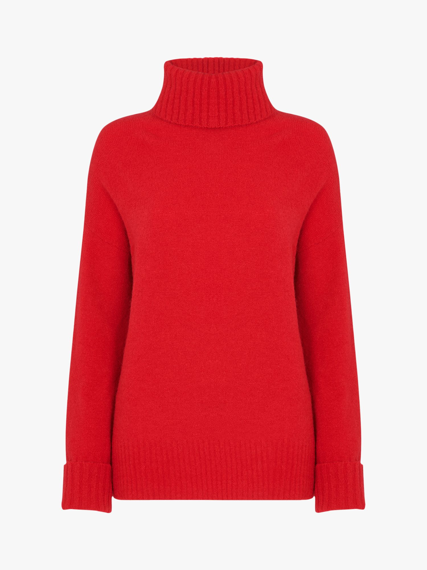 Whistles Oversized Roll Neck Jumper, Red at John Lewis & Partners