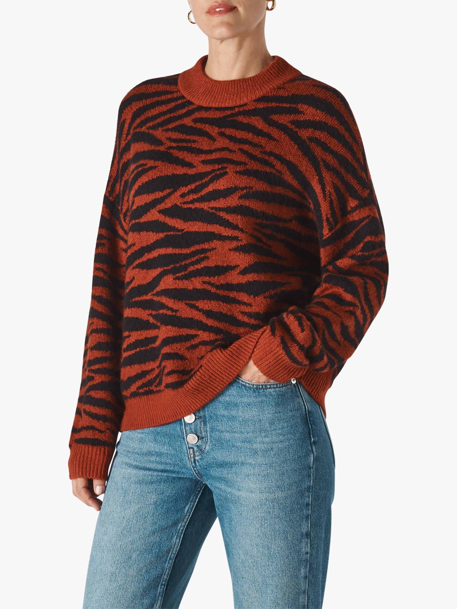 Whistles Tiger Stripe Intarsia Knit, Multicolour