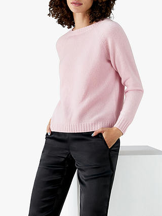 Pure Collection Crew Neck Cardigan, Powder Pink