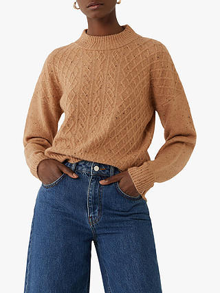 Warehouse Cosy Cable Knit Jumper, Camel