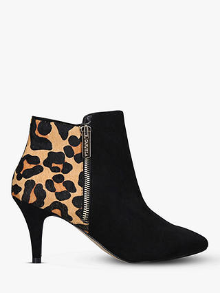 Carvela Sphinx Side Zip Shoe Boots, Black/Leopard Print