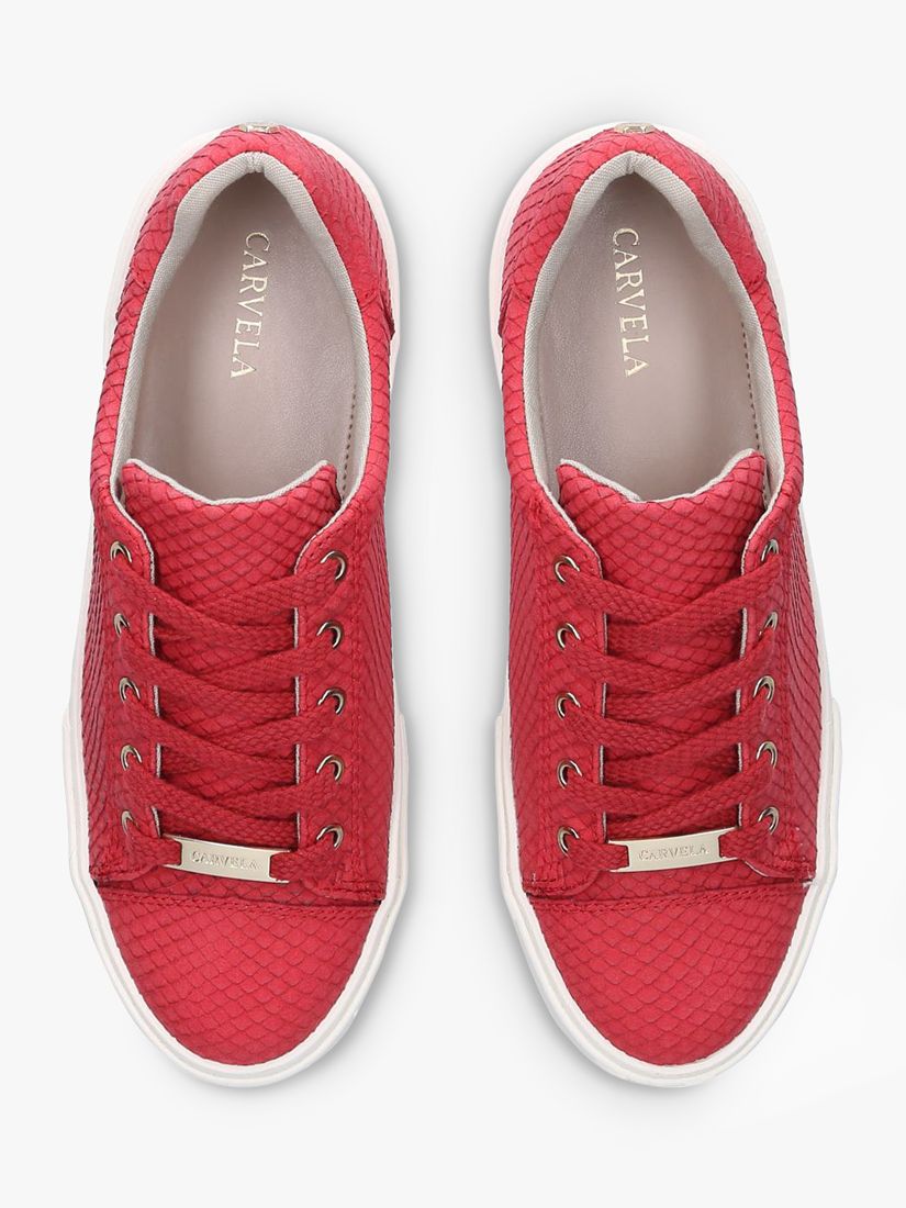 Carvela Light Lace Up Trainers, Red at John Lewis & Partners