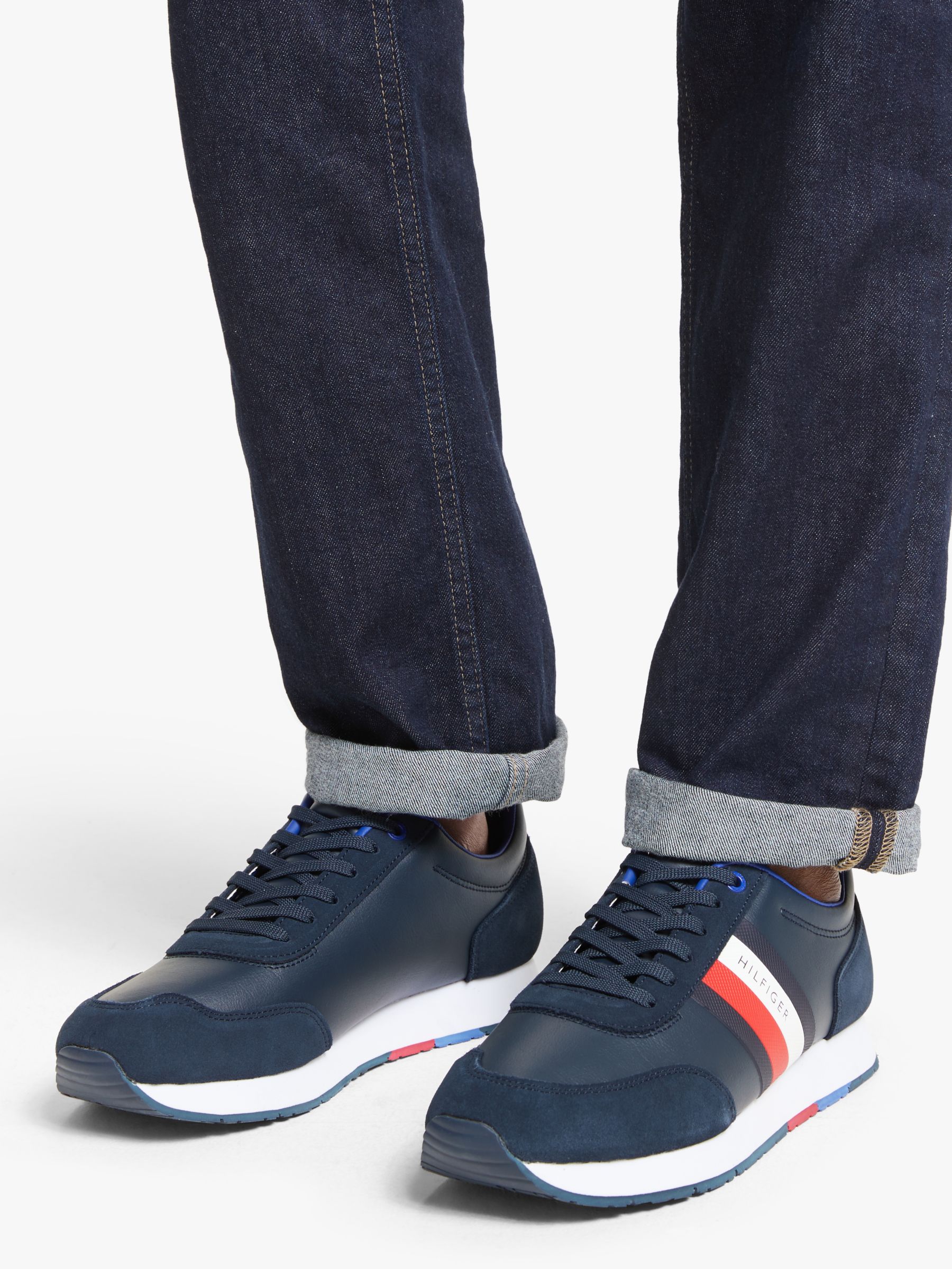 tommy hilfiger leather and suede trainers