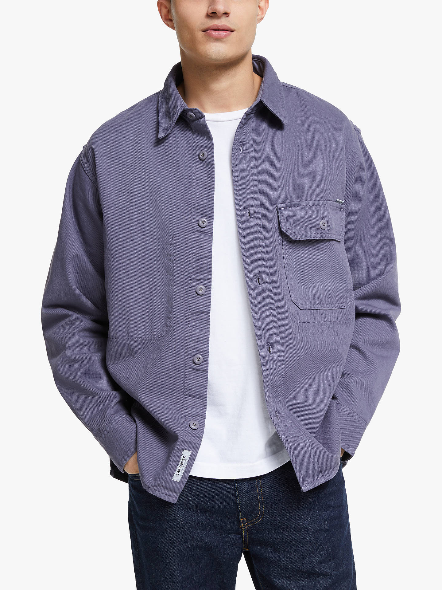 hostilidad Tradicion Tradicion Carhartt WIP Reno Garment Dyed Shirt, Decent Purple at John Lewis ...