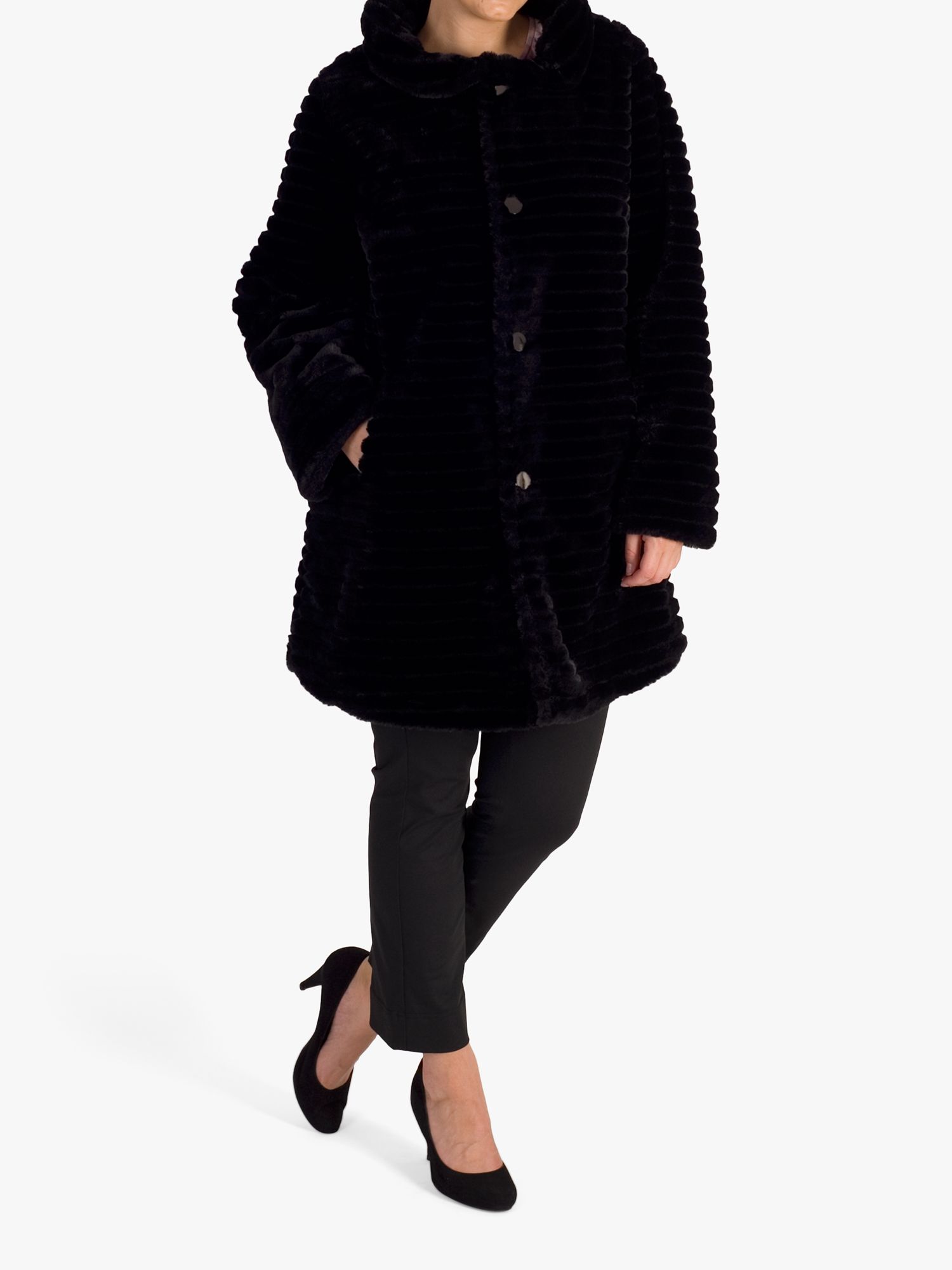 chesca Faux Fur Lined Reversible Coat, Black, 12-14