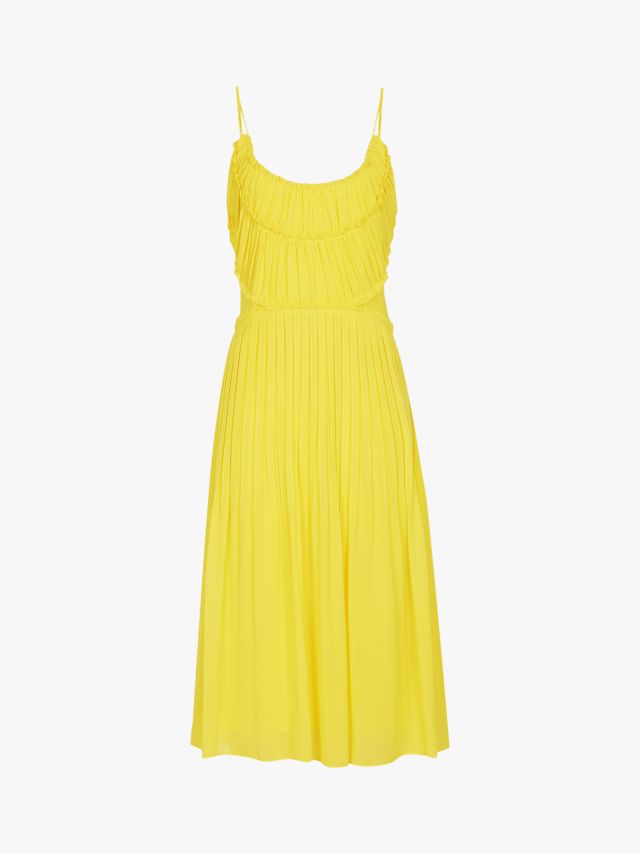 Reiss Thora Pleated Chiffon Dress, Yellow, 6