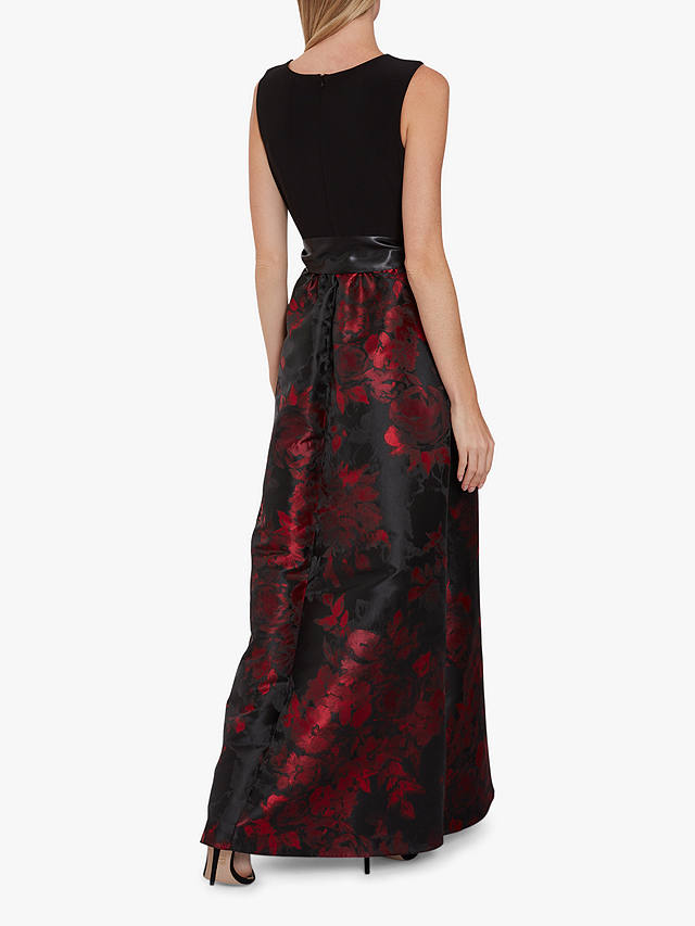 Gina Bacconi Issa Jacquard Floral Maxi Dress, Red/Black at John Lewis ...