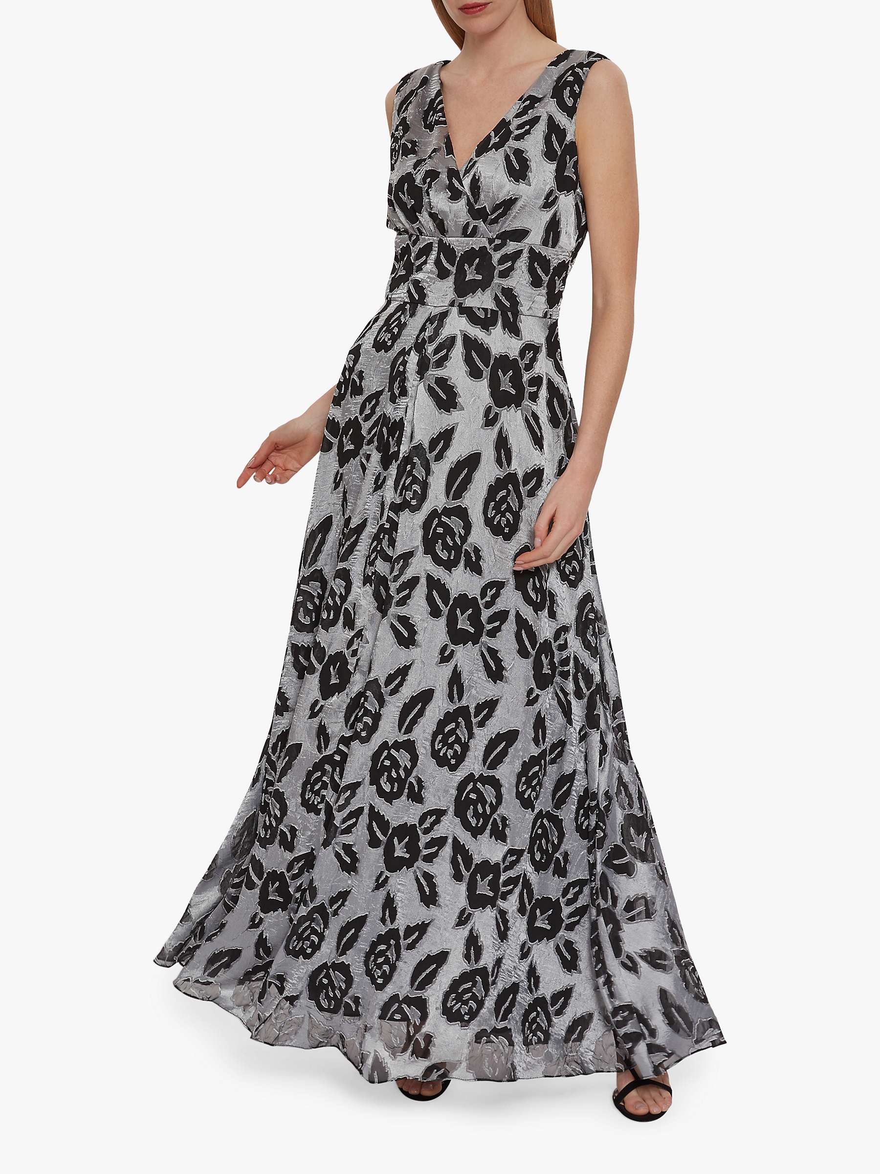 Buy Gina Bacconi Ineska Floral Maxi Dress, Black/Silver Online at johnlewis.com