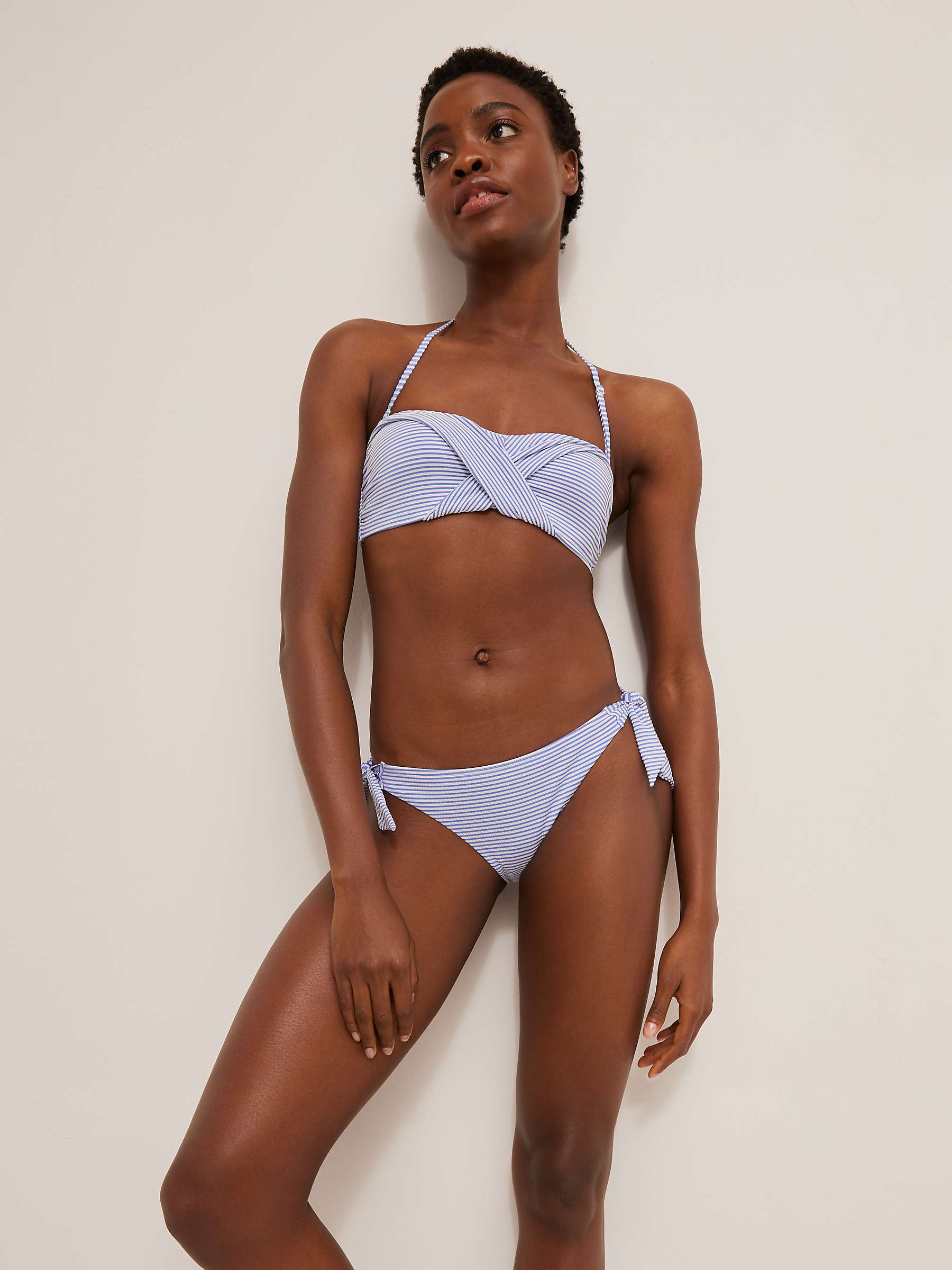 Buy John Lewis St Tropez Seersucker Twist Bandeau Bikini Top, Blue Online at johnlewis.com