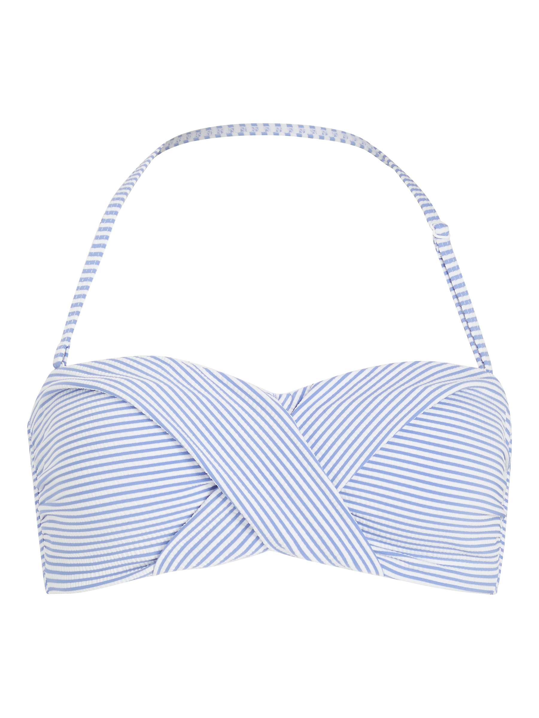 Buy John Lewis St Tropez Seersucker Twist Bandeau Bikini Top, Blue Online at johnlewis.com