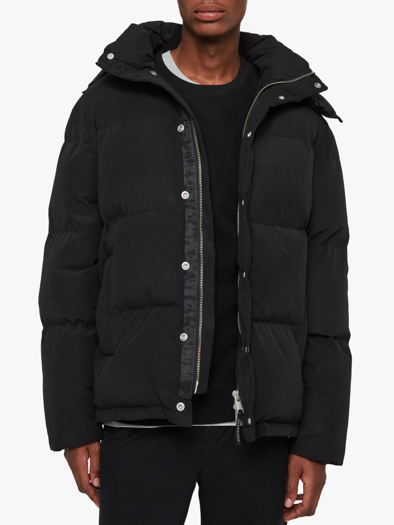 AllSaints Edbury Puffer Jacket, Black at John Lewis & Partners