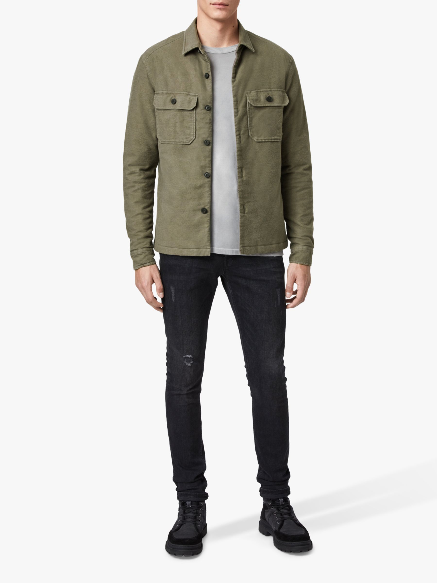 AllSaints Boldt Military Overshirt, Khaki Green