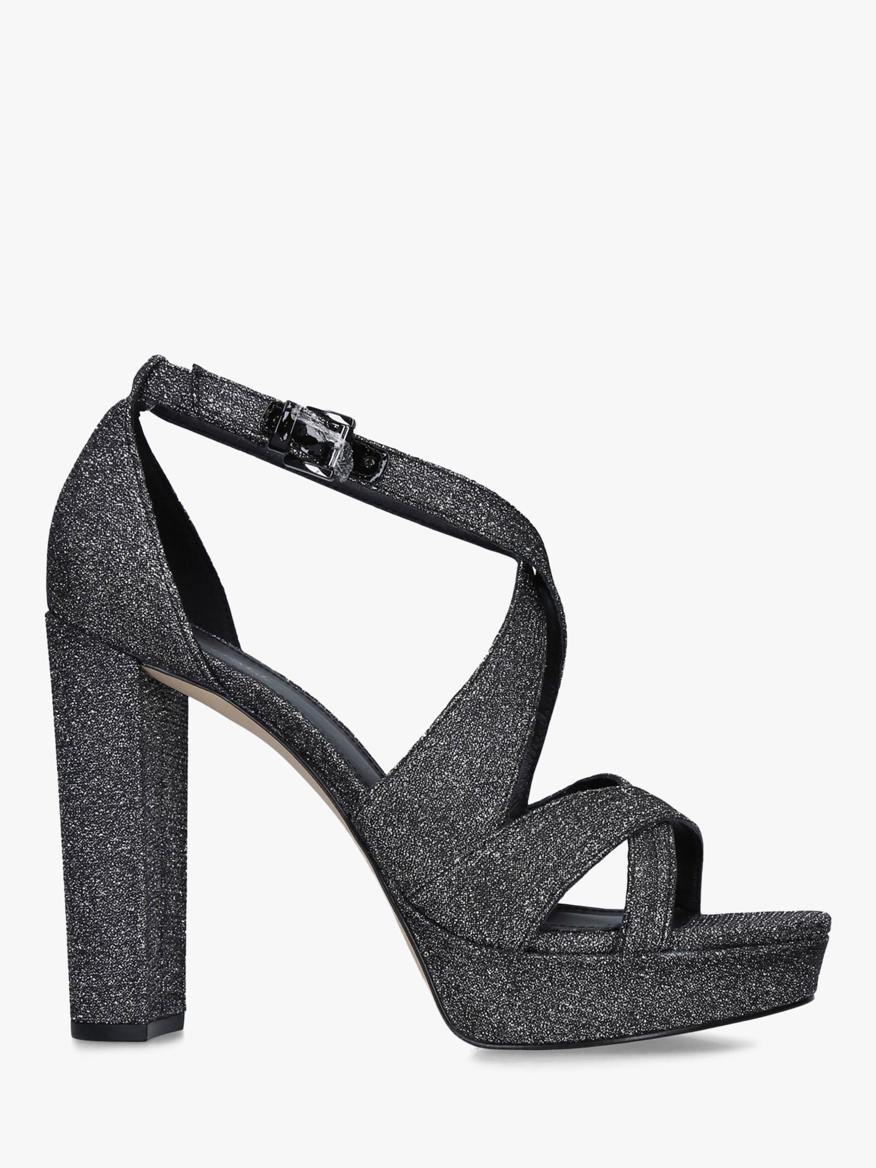 MICHAEL Michael Kors Lorene High Block Heel Platform Sandals, Black Glitter