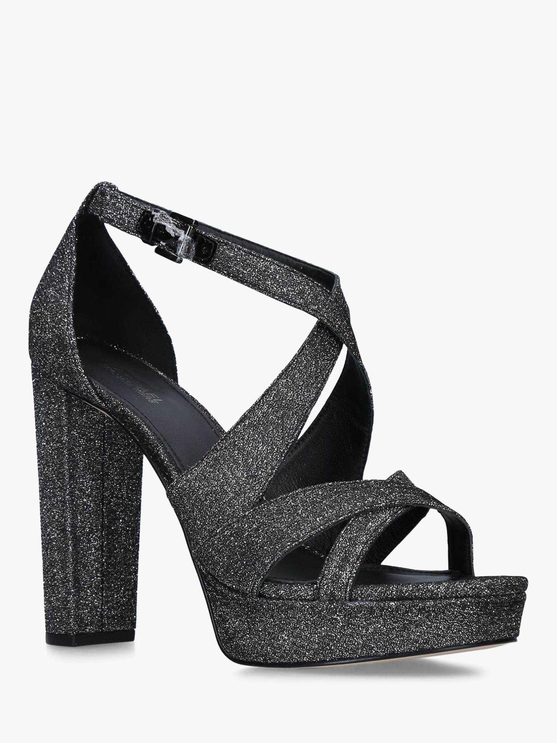 MICHAEL Michael Kors Lorene High Block Heel Platform Sandals, Black Glitter