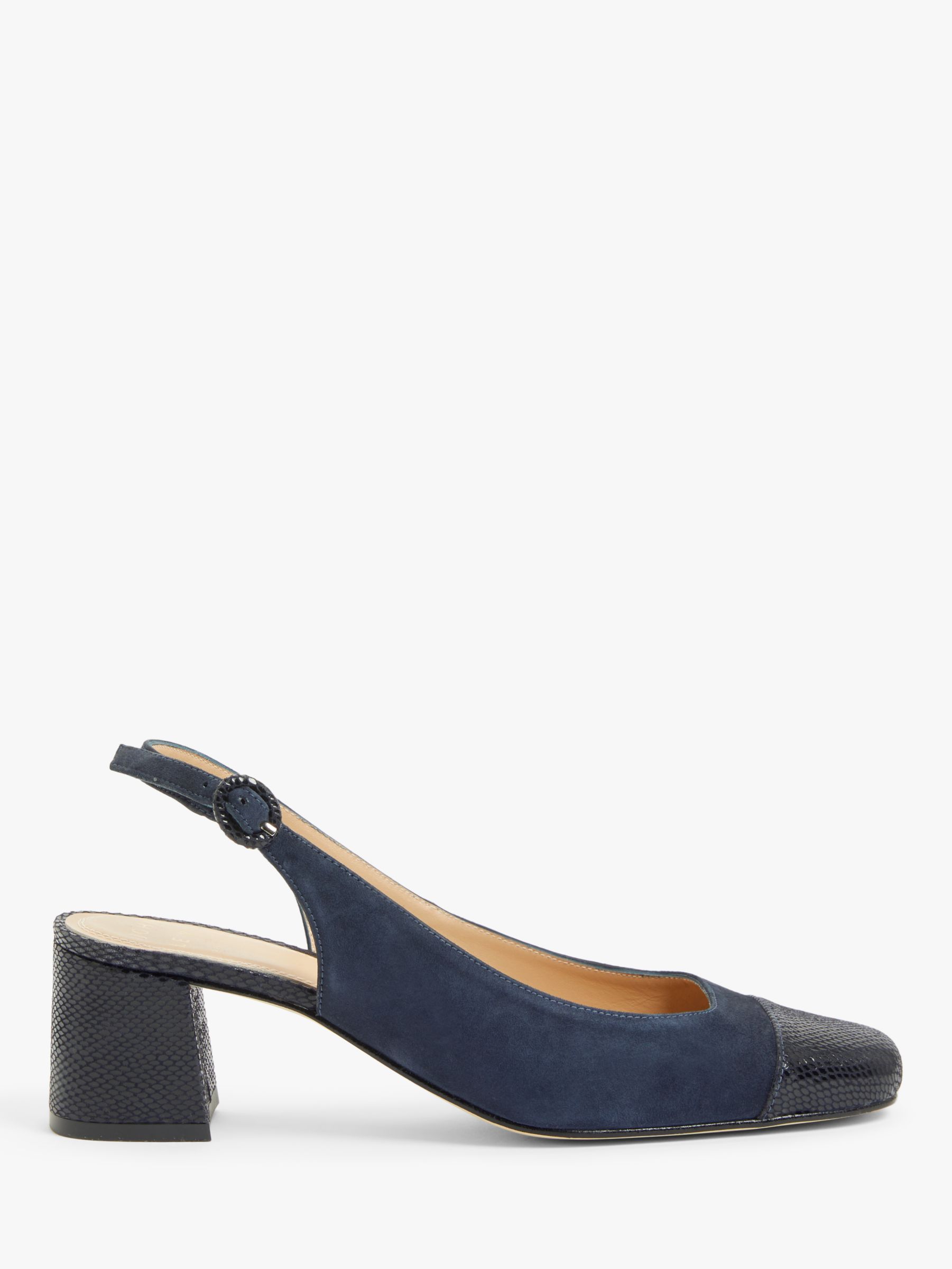 John Lewis & Partners Belona Leather Block Heel Slingback Court Shoes ...