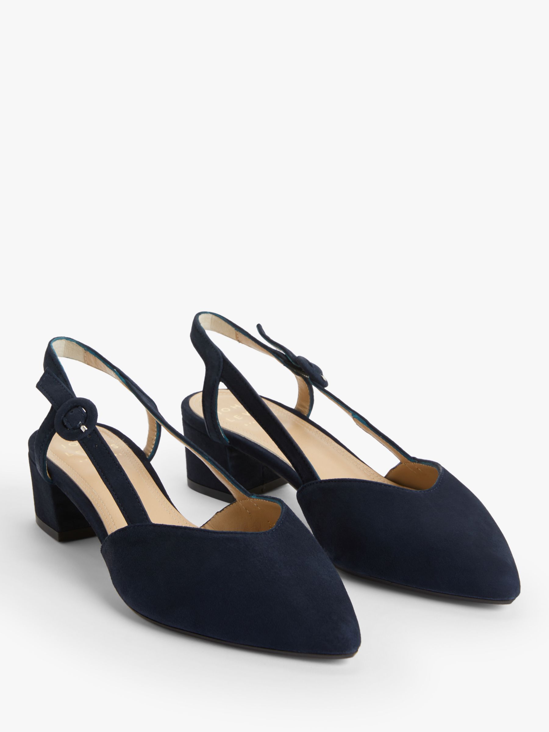 John Lewis & Partners Alyssa Low Heel Slingback Court Shoes, Navy at ...