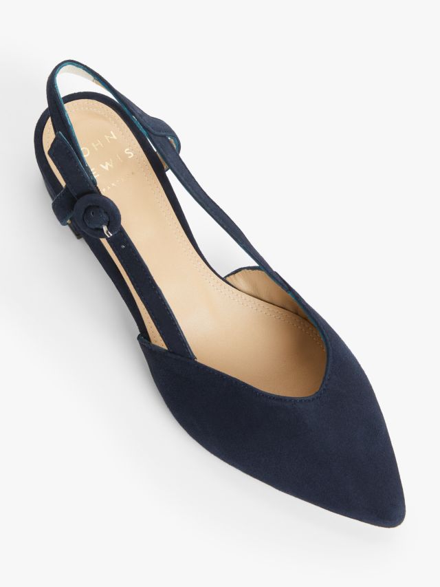 Navy low shop heel slingback shoes