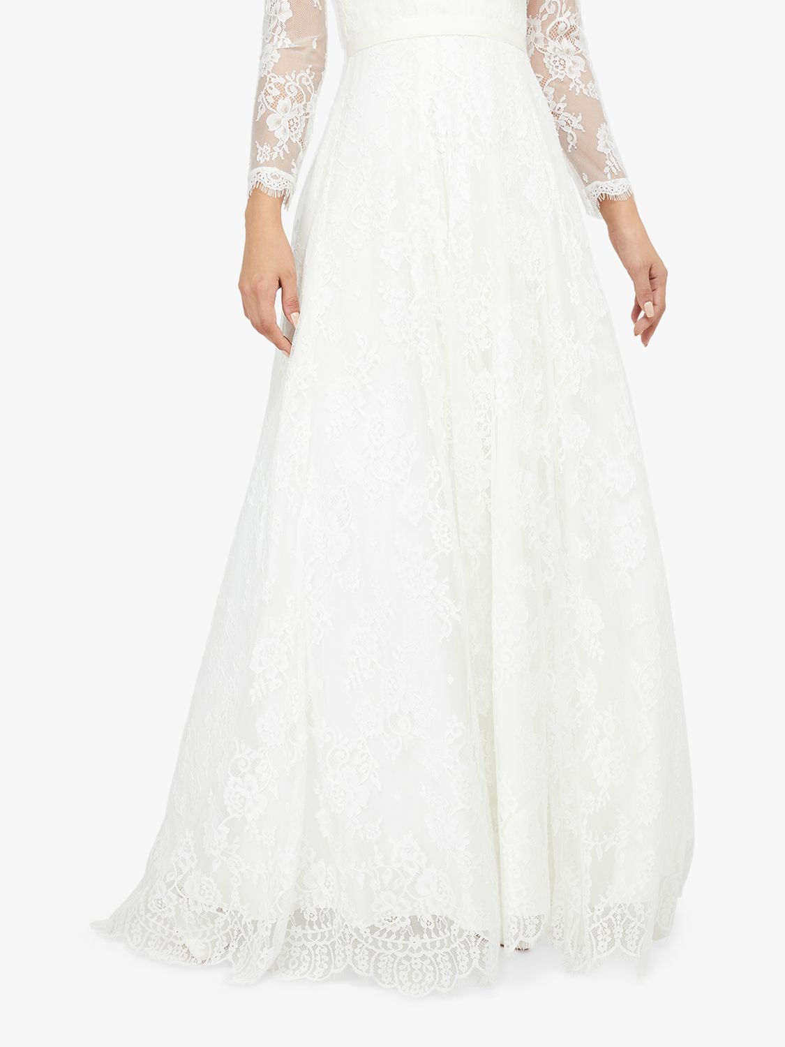 Monsoon Cecily Bridal Bardot Lace Maxi Dress Ivory 