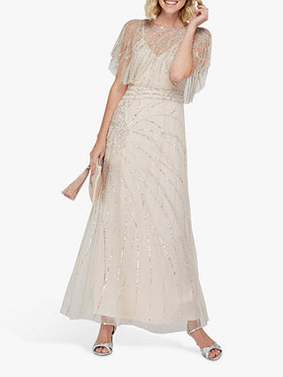 Monsoon Florence Embellished Flutter Sleeve Maxi Dress