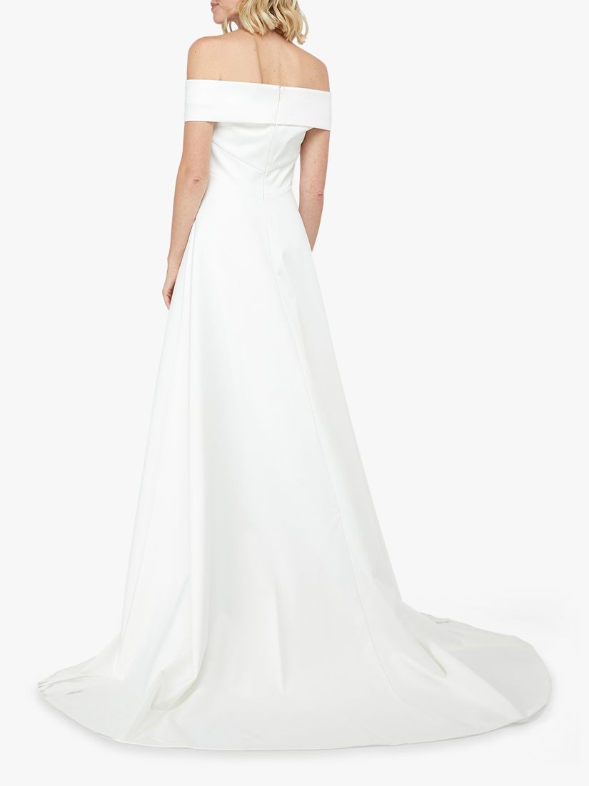 Monsoon Hannah Bardot Satin Wedding Dress, Ivory