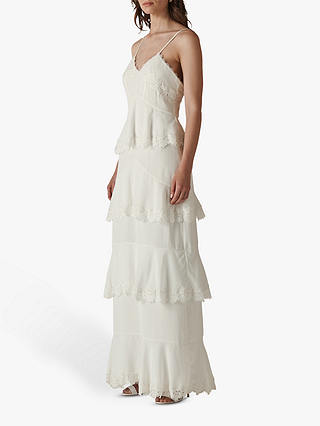 Whistles Isla Silk Tiered Wedding Dress, Ivory