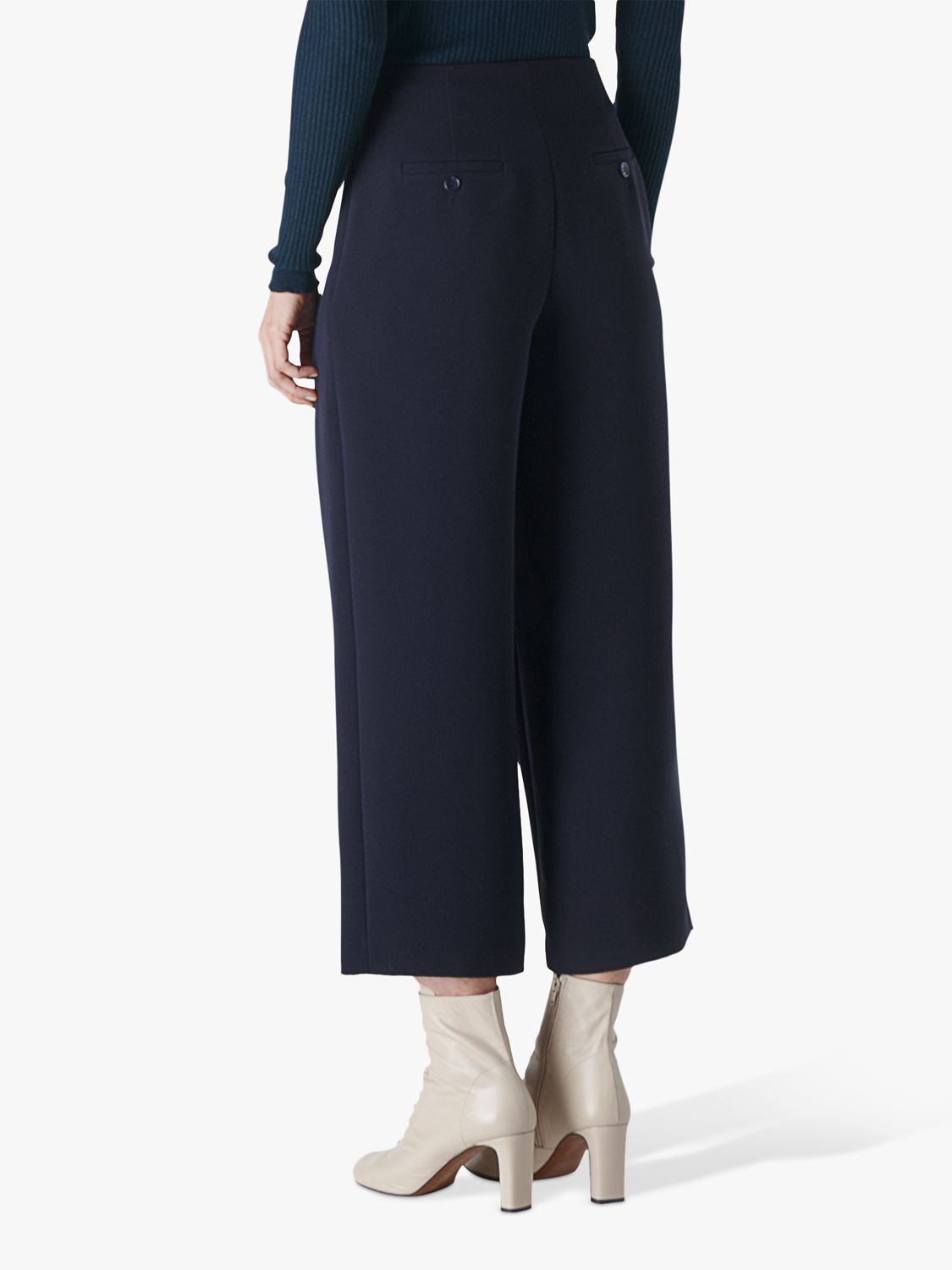 Whistles Flat Front Cropped Trousers Navy At John Lewis And Partners 6358