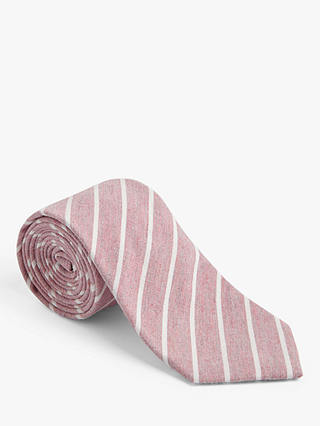 John Lewis & Partners Stripe Cotton Tie, Pink