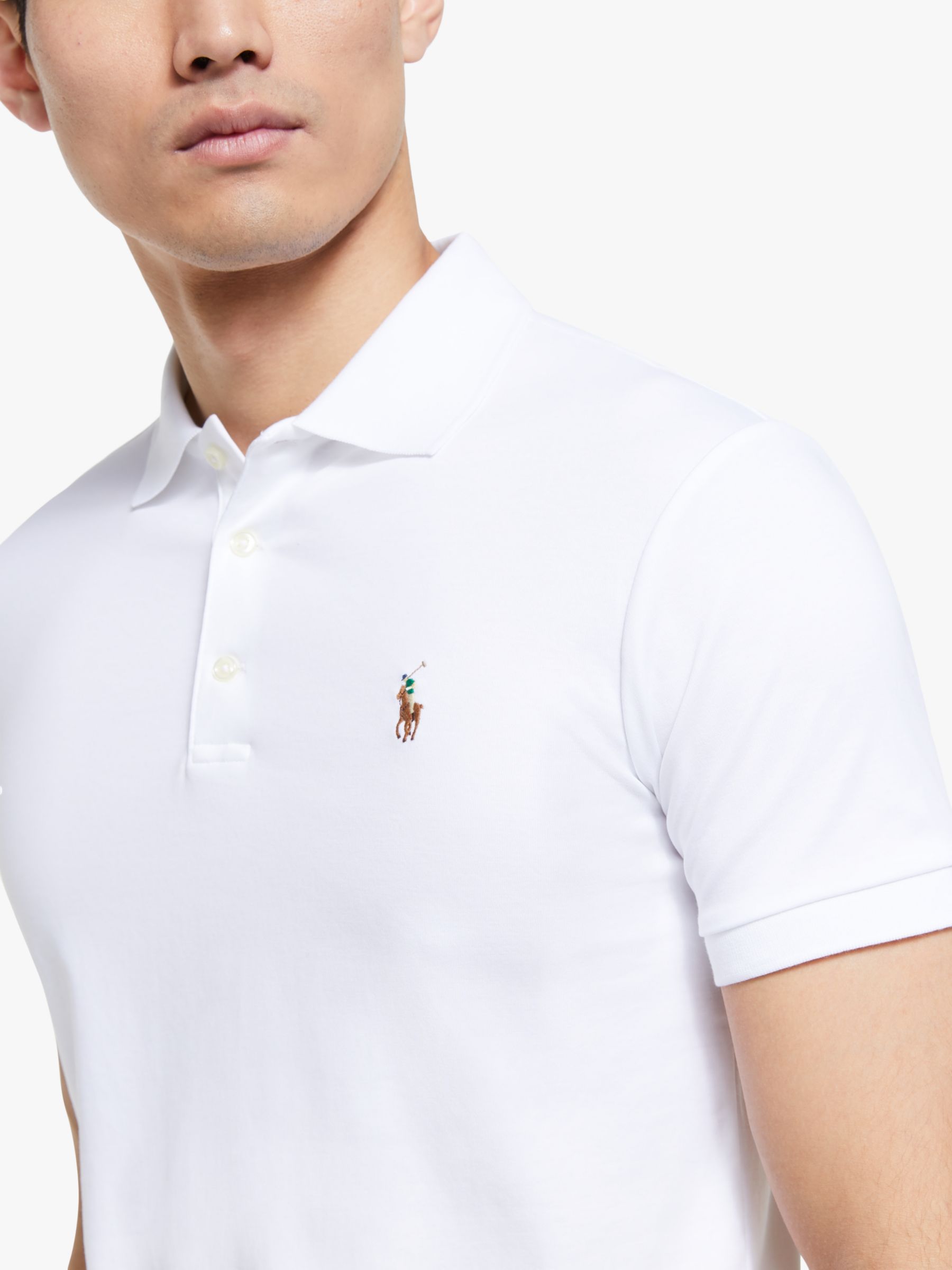 Polo Ralph Lauren Slim Fit Soft Touch Polo Shirt, White at John Lewis &  Partners