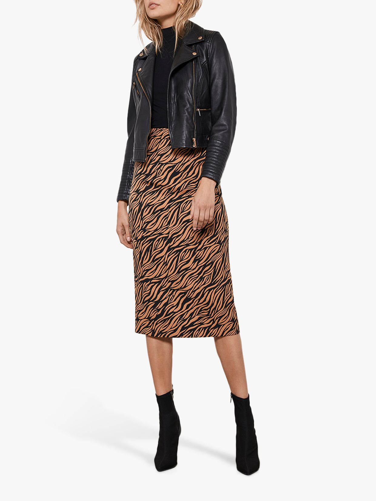 Mint Velvet Zebra Jacquard Pencil Skirt, Multi