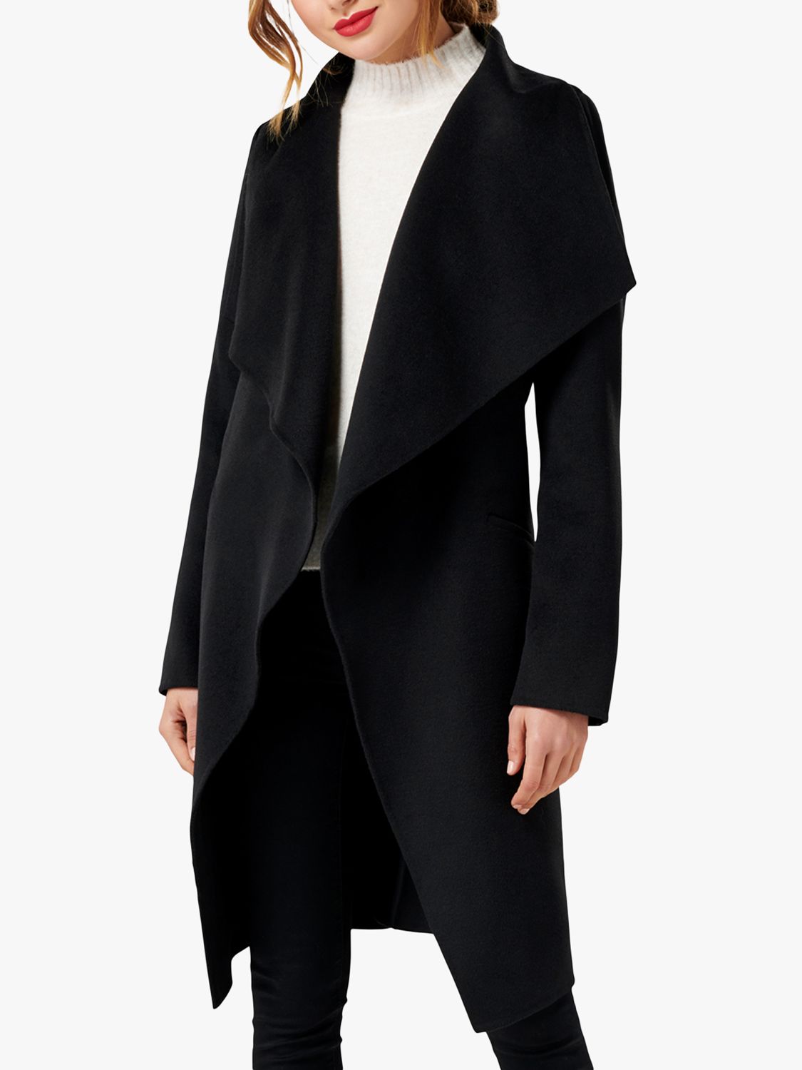 Forever New Megan Wrap Coat, Black at John Lewis & Partners