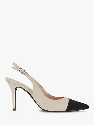 Mint Velvet Bea Leather Slingback Stiletto Shoes, Cream/Black