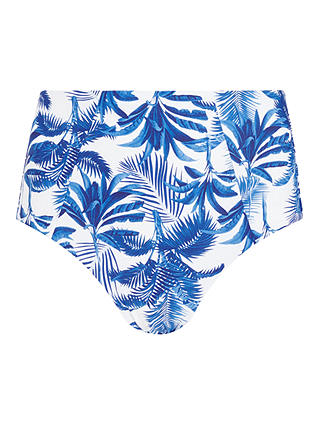 John Lewis & Partners Palm Tree High Waist Swim Briefs, Blue