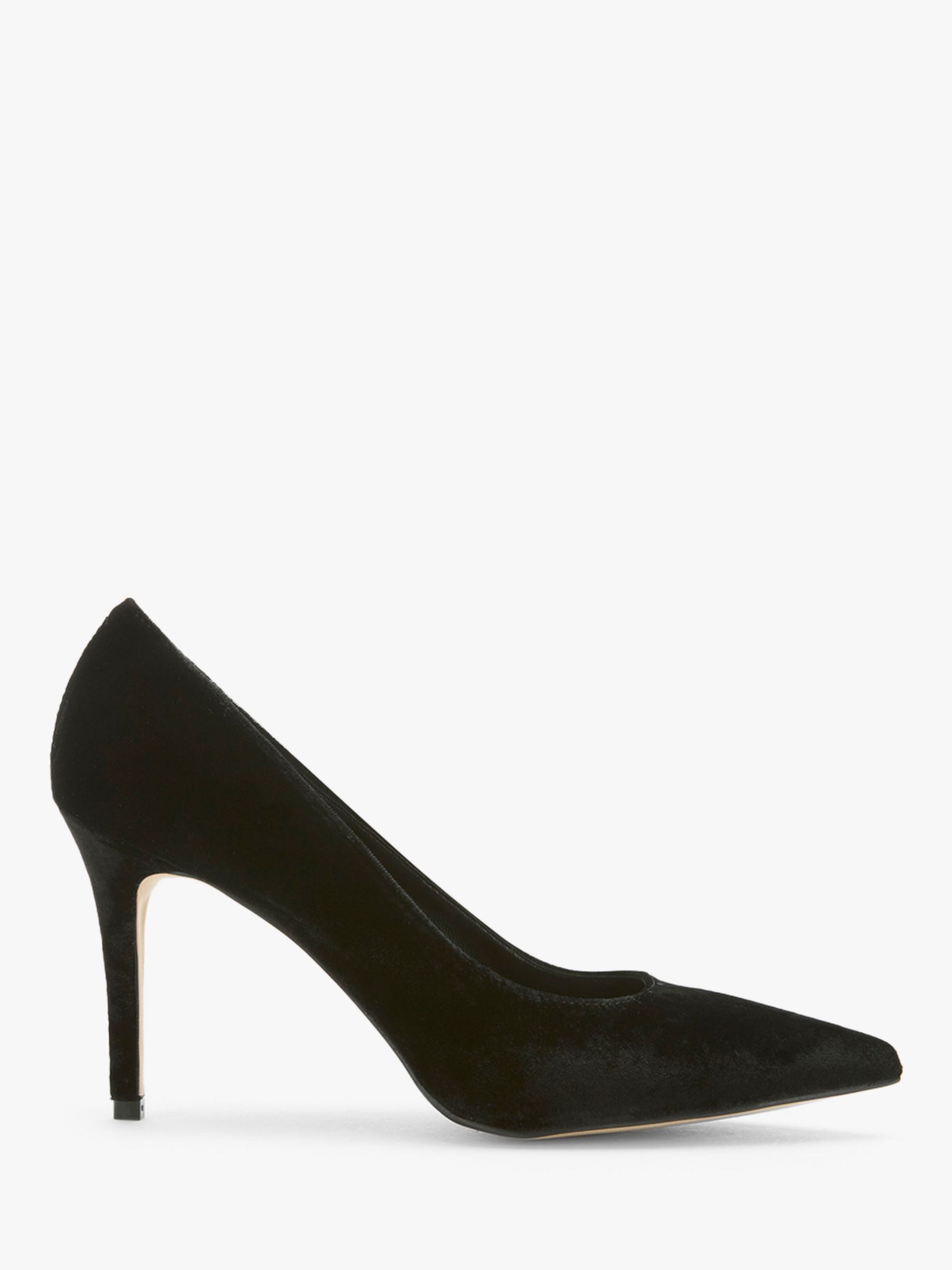 Mint Velvet Sarah Velvet Court Shoes, Black, 3