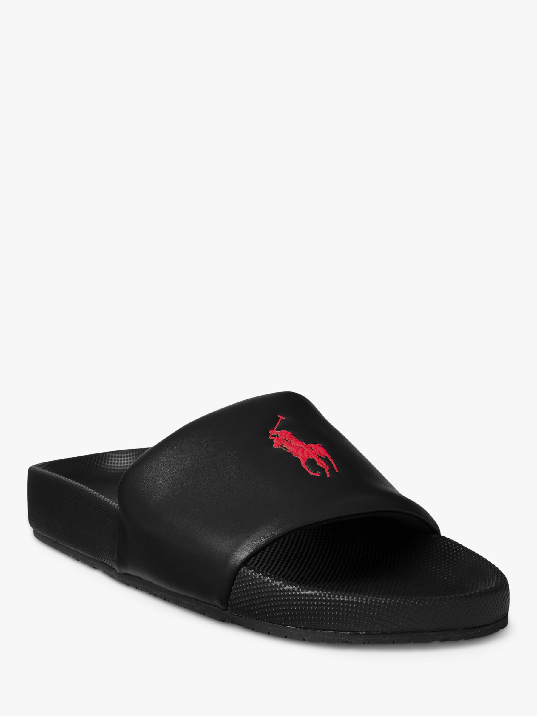 Polo Ralph Lauren Cayson Pony Slide Sandals, Black/Red at John Lewis ...